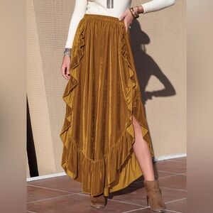 Women Lavender Side Slit Ruffled Wide Leg Pants